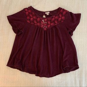 Floral & lace cut-out top